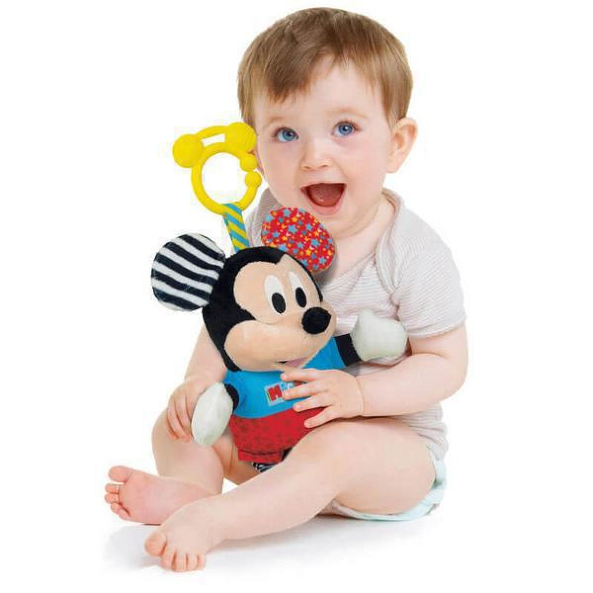 Baby Clementoni Disney Baby Βρεφικό Παιχνίδι Mickey Χνουδωτό-Κουδουνίστρα Για 6+ Μηνών