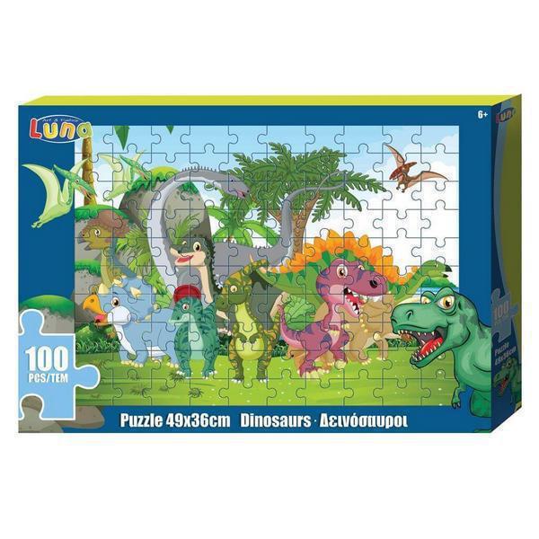 Παζλ Δεινόσαυροι Luna Toys, 100 Τμχ., 49x36 εκ.