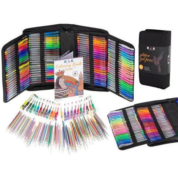 H&B Glitter Gel Pens Σετ Πολύχρωμα Στυλό Gel Glitter 120 Τεμάχια + 120 Ανταλλακτικά Σε Θήκη