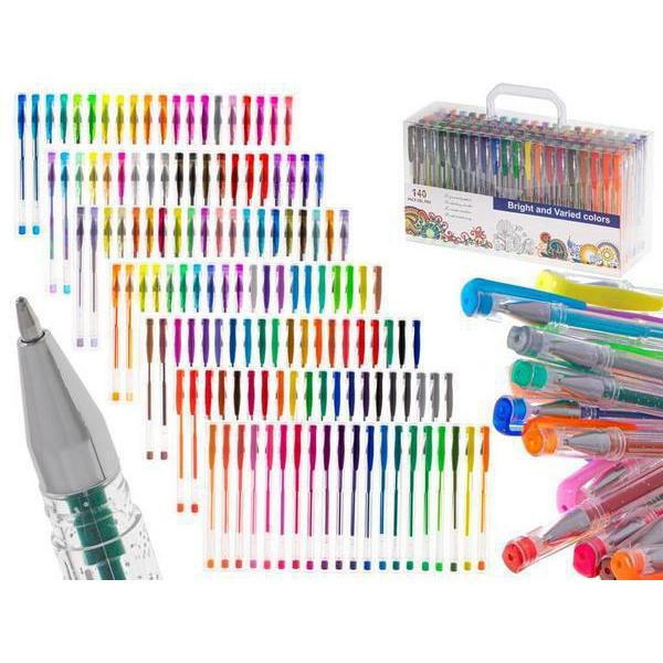 H&B Glitter Gel Pens Σετ Πολύχρωμα Στυλό Gel Glitter 140 Τεμάχια Σε Θήκη