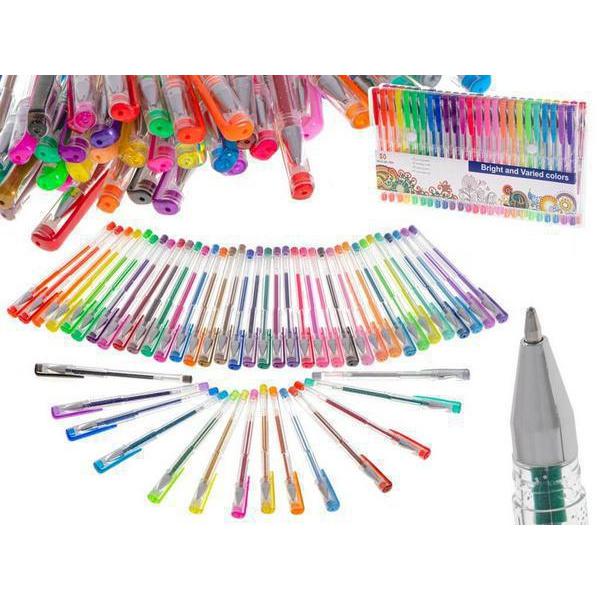 H&B Glitter Gel Pens Σετ Πολύχρωμα Στυλό Gel Glitter 50 Τεμάχια Σε Θήκη