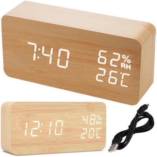 Ξύλινο Ψηφιακό Ρολόι Με Ξυπνητήρι AD3060