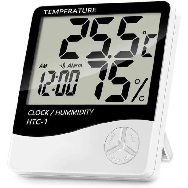 Ψηφιακό Θερμόμετρο / Υγρόμετρο Εσωτερικής Θερμοκρασίας & Ρολόι HTC-1 9cm x 10cm