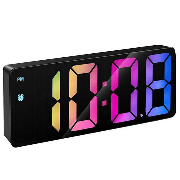 Led RGB Ψηφιακό Ρολόι Με Ξυπνητήρι & Θερμόμετρο 17 x 6 x 2,5 cm Μαύρο GH0712