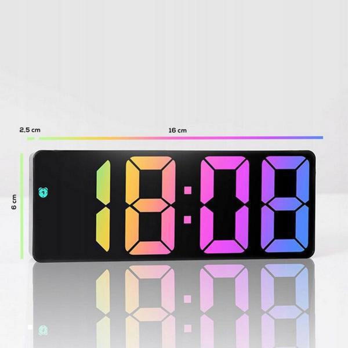 Led RGB Ψηφιακό Ρολόι Με Ξυπνητήρι & Θερμόμετρο 17 x 6 x 2,5 cm Μαύρο GH0712