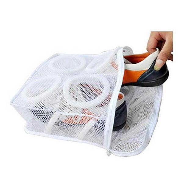 Διχτυωτή τσάντα για το πλύσιμο των παπουτσιών 28cm x 27cm Λευκή