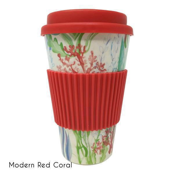 Κούπα Ποτήρι Με Καπάκι Bamboo Modern Red Coral 350ml.