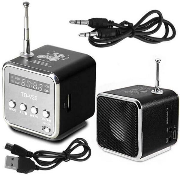Φορητό Ραδιοφωνάκι Με LCD Οθόνη FM / USB / Aux Με Μπαταρία Μαύρο TD-V26