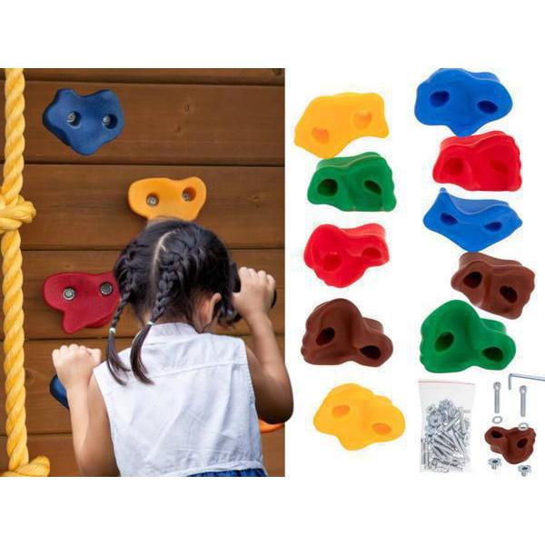 Πλαστικές Λαβές - Πιασίματα Αναρρίχησης Σε Σχήμα Πέτρας Για Παιδιά Με Κιτ Τοποθέτησης 10 Τεμάχια