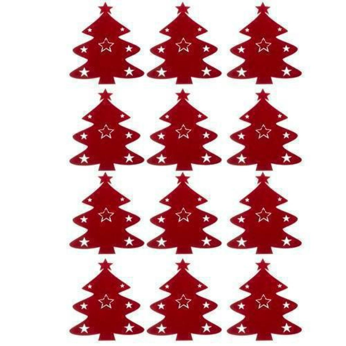 Christmas Tree Σετ Χριστουγεννιάτικες Θήκες για Μαχαιροπίρουνα Υφασμάτινες Κόκκινες Μ20xΠ17εκ. 12τμχ
